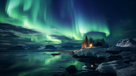 Beautiful northwen light nature background.Ai generated.の素材