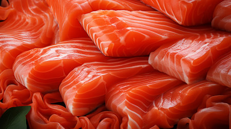 Close up Fresh salmon.AI generative.の素材