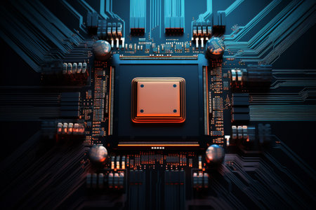 Microchip in technology concept.AI generative.の素材