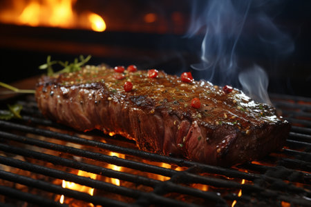 Close up barbecue on fire.AI generative.の素材