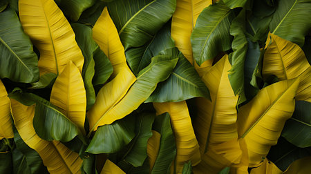 Green banana leaf texture.AI generative.の素材