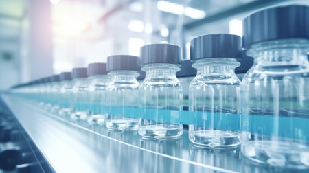 Pharmacy vial in laboratory.AI generative.の素材