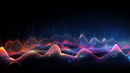 Wave line technology background.AI generative.の素材