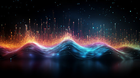 Wave line technology background.AI generative.の素材