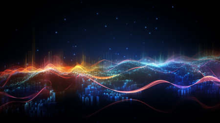 Wave line technology background.AI generative.の素材