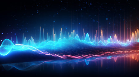 Wave line technology background.AI generative.の素材