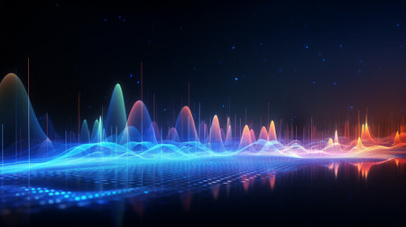 Wave line technology background.AI generative.の素材