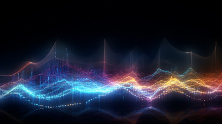 Wave line technology background.AI generative.の素材