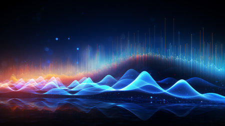 Wave line technology background.AI generative.の素材