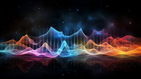 Wave line technology background.AI generative.の素材