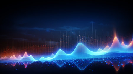Wave line technology background.AI generative.の素材