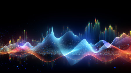 Wave line technology background.AI generative.の素材