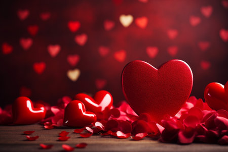 Red heart in Valentine concept.AI generative.の素材