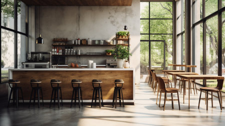 Coffee shop interior.AI gennerative.の素材