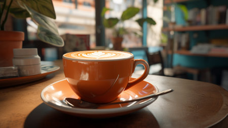 Close up coffee cup.AI generative.の素材
