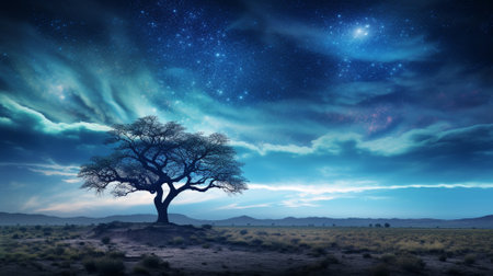 Milky way with super moon.AI generative.の素材