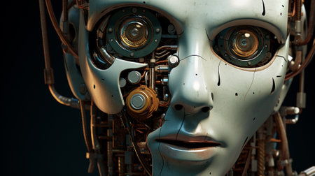 Eye of robot AI generative.の素材