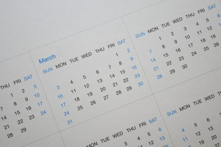 White Calendar 2024 in planning concept.Marchの写真素材