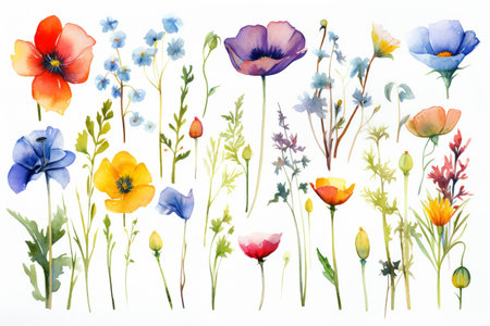 flowers watercolorの素材