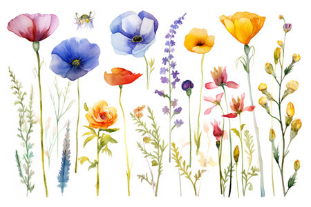 flowers watercolorの素材