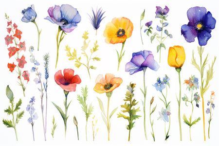 flowers watercolorの素材