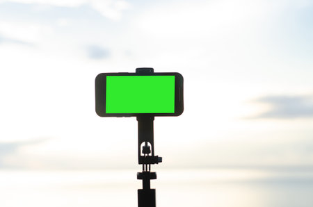 Smartphone green screen.の写真素材