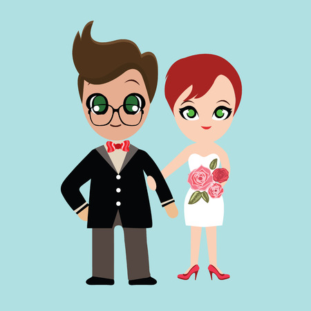 Illustration of lovely sweet couple wedding.のイラスト素材