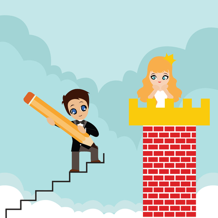 Way To Success.Concept of love.Cartoon Illustration.のイラスト素材