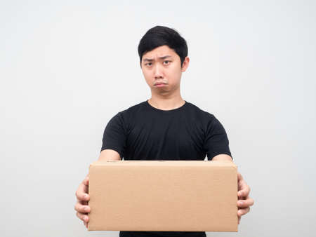 Man giving parcel box to youの写真素材
