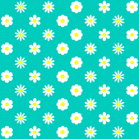 Vector illustration of beautiful flowers seamless pattern green backgroundのイラスト素材