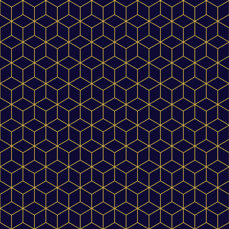 Abstract geometric pattern polygon lines, rhombuses A seamless vector background. black and gold textureのイラスト素材