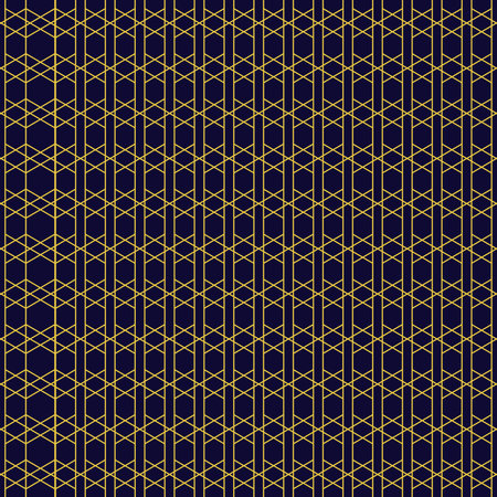Abstract geometric pattern polygon lines, rhombuses A seamless vector background. black and gold textureのイラスト素材