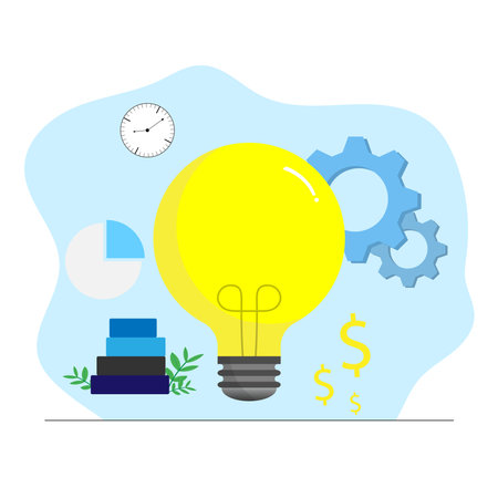 Vector illustration business idea concept,Creative solution lightbulb inspirationのイラスト素材