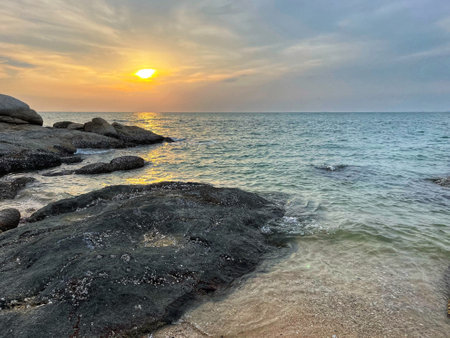 Beautiful beach sea landscape,Blue sky and oceanの写真素材