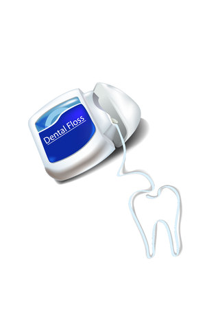 Dental floss is hank  seem teeth shape on the white background.のイラスト素材