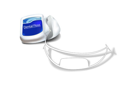 Dental floss is hank seem smile shape on the white background.のイラスト素材