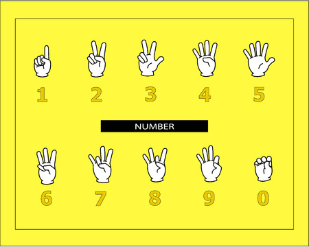 The white hands are doing number sign language.のイラスト素材