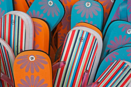 shoes of beach on the marketの写真素材