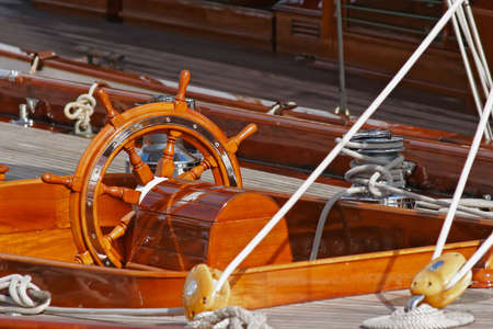 Large plan on part of an old sailing boatの写真素材