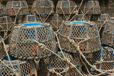 a lot of racks for fishing lobsterの写真素材