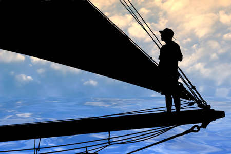 sailing boat with its crewの写真素材