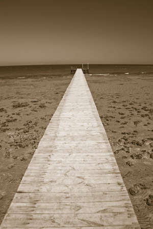 Pontoon on a beach of Red Sea の写真素材