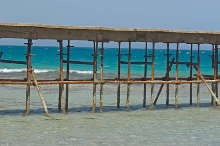 Pontoon on a beach of Red Sea の写真素材