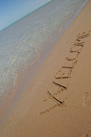 message on the sand beachの写真素材