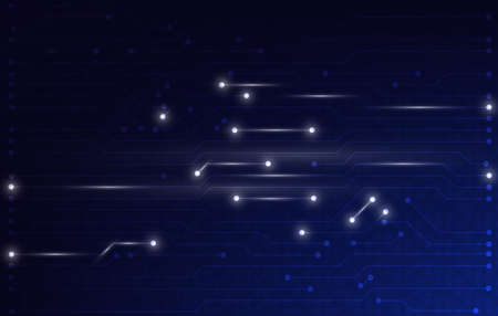 Circuit board technology digital  innovation abstract background. Dark blue with growing dot and line concept.のイラスト素材