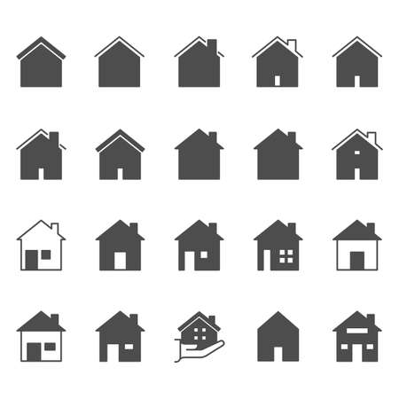 Set of house icon. Simple outline residence property. Real estate vector symbol 320x320 pixels.のイラスト素材