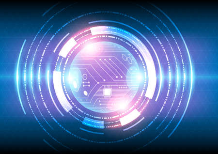 Abstract futuristic technology background. Digital circuit line and curve polygonal glowing concept....