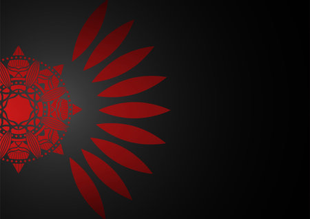 Art of traditional Indian geometric. Luxury mandala graphic background. Red black ornamental on shadow transparency. Decorative pattern east style. Vector illustration with copy space.のイラスト素材