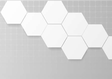 Hexagon honeycomb abstract background. White geometric gradient shape vector illustration.