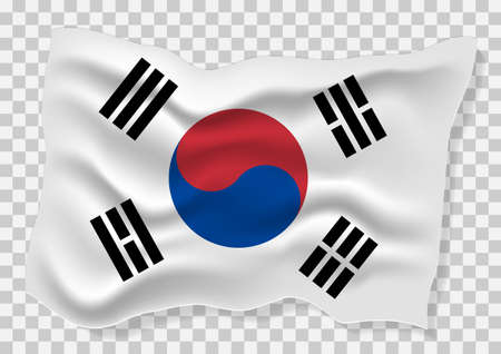Abstract Korea Flag wind flow graphic texture vector illustration. South korea flag on transparent background.のイラスト素材
